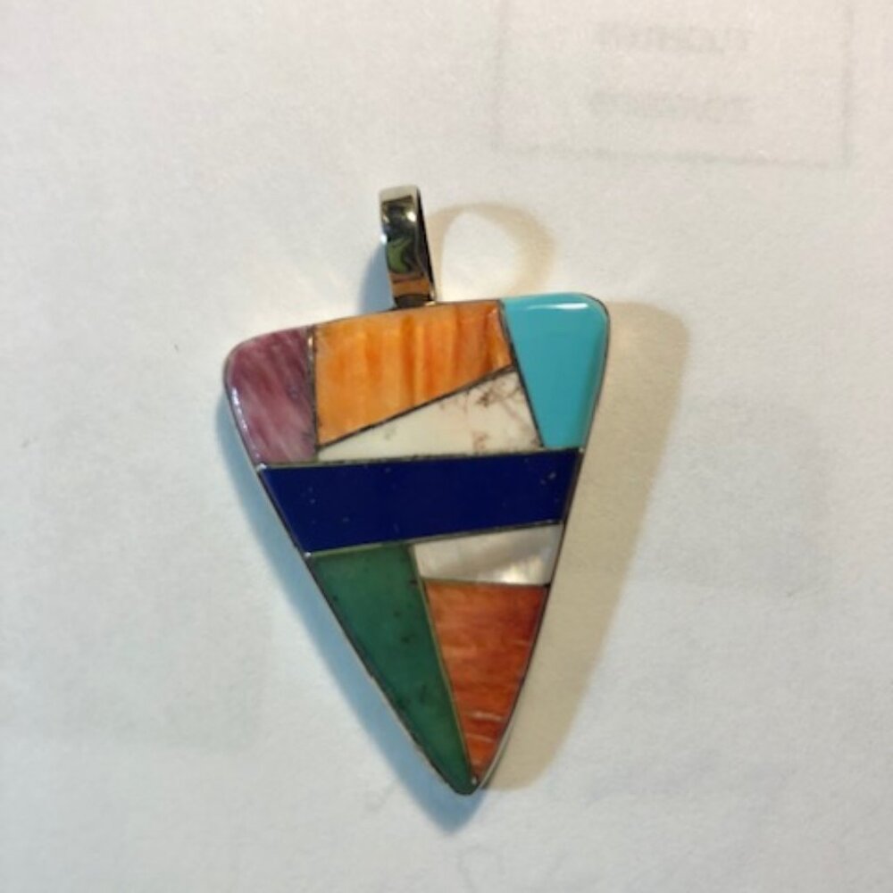 Benson Boyd Native American Navajo Sterling Silver Pendant Multi-Stone